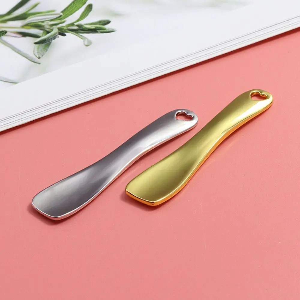 Silver Gold Makeup Tools Eye Cream Stick Metal Massage Spoon Makeup Spatula Mini Cosmetic Spoon Facial Cream Spoon Curved Scoop