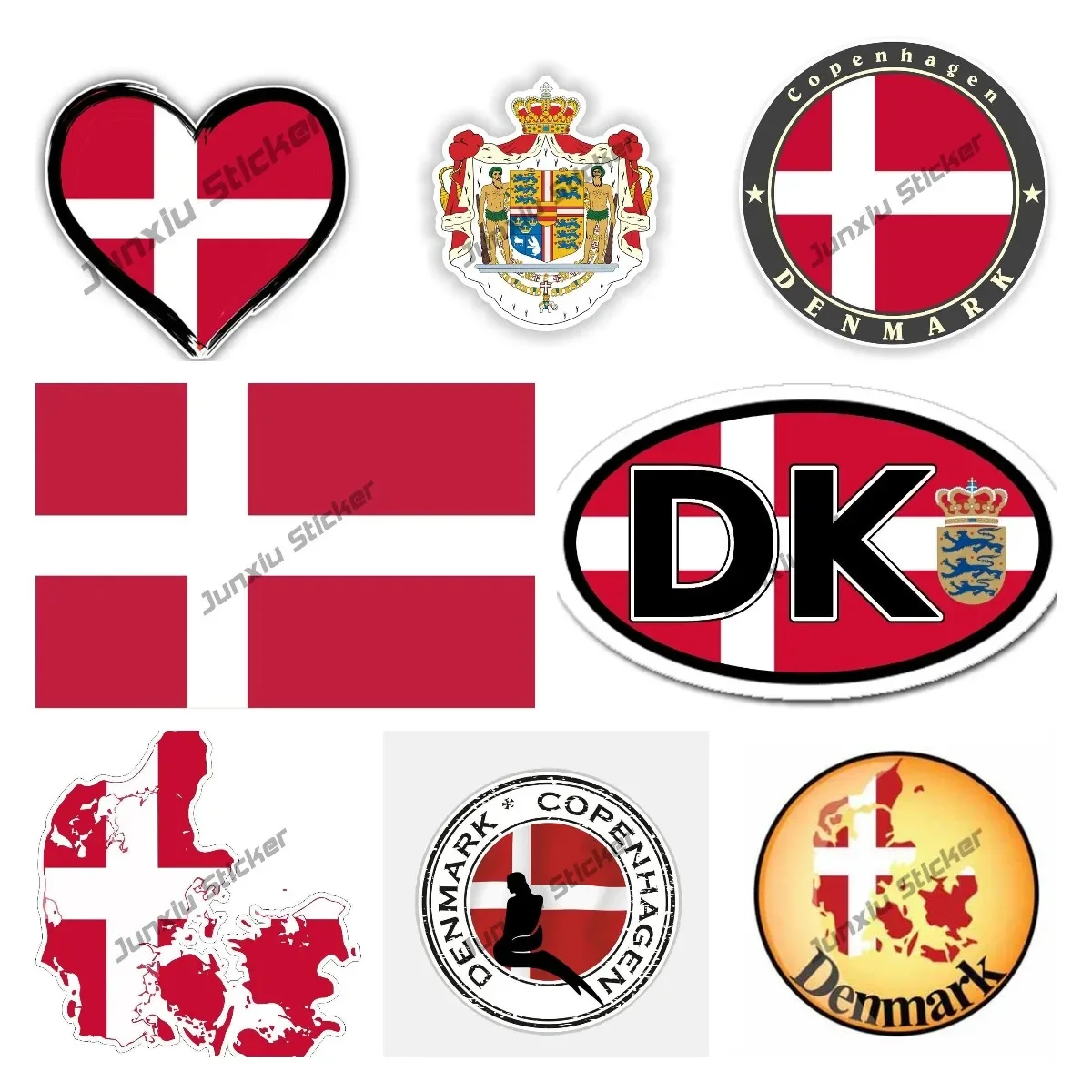 

Creative Denmark Sticker Denmark Flag Map Decal Coat of Arms Sticker of Denmark Dannebrog Premium Quality Vinyl Car Accessories