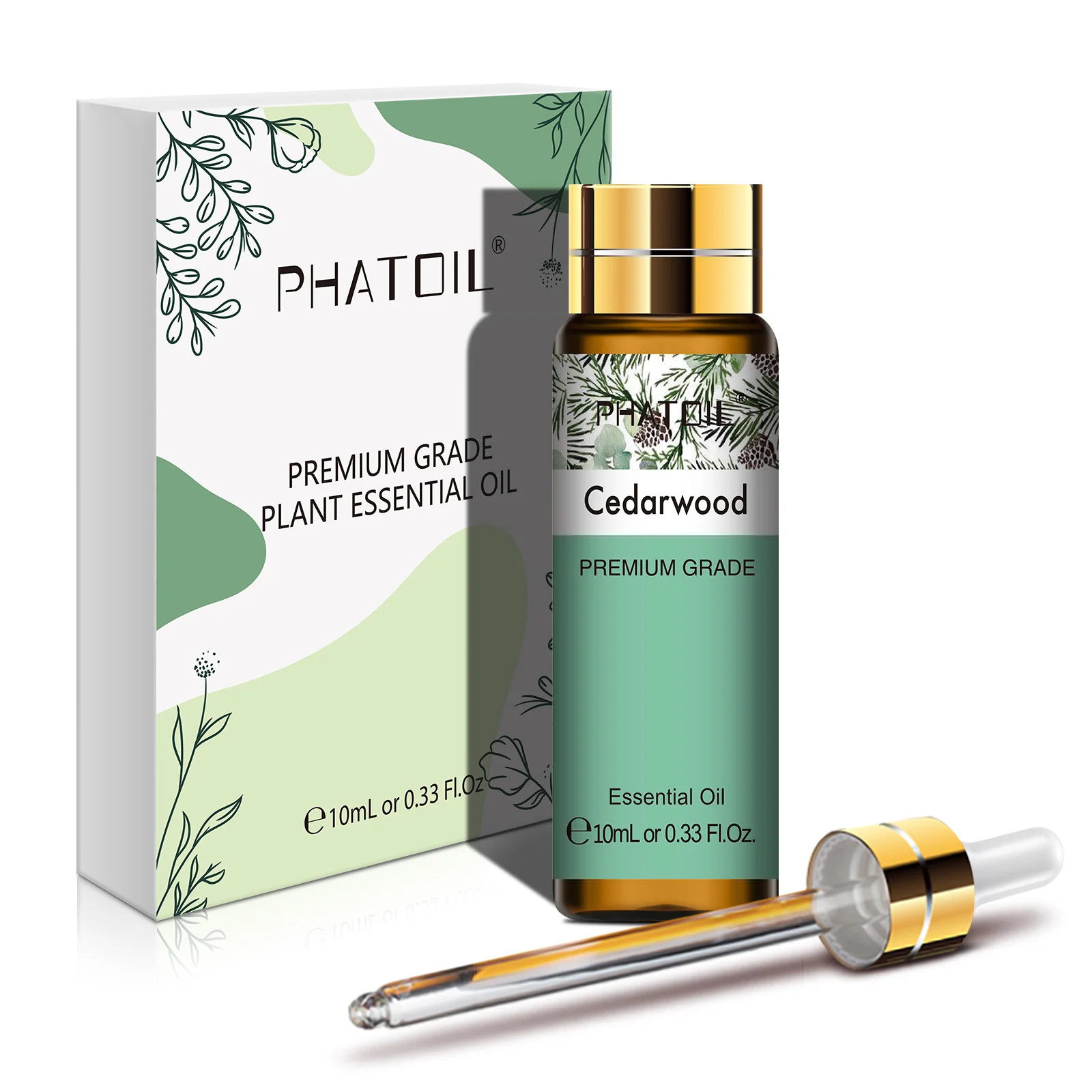 PHATOIL 1PCS Cedarwood Essential Oil 10ml/30ml/100ml - Pure Natural for Aromatherapy,Diffuser,Massage,Candle Making, Hair Care