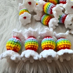 10PCS Handmade DIY Crochet Colorful Candy Knitting Hair Clip Semi-finished Cute knitting Gift Craft Needlework
