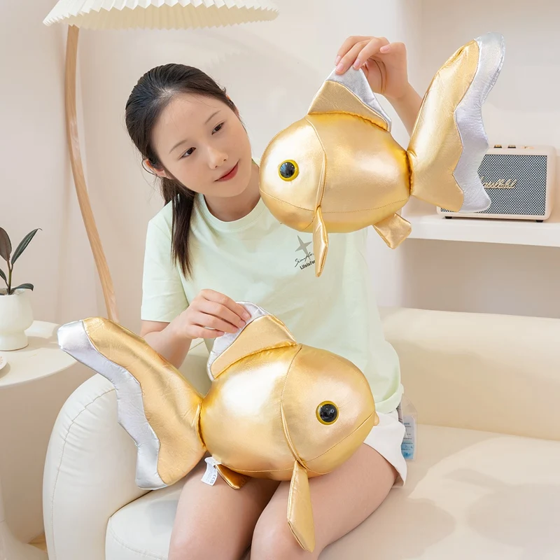 ذهبية محظوظ كوي الحيوانات ألعاب من القطيفة بولي Leather الجلود ذهبية الكرتون غربلة الدمى هدايا عيد ميلاد ديكور رمي وسادة ديكور المنزل