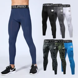 Men's Running Tights Compression Fitness Pants Elastic Running Basketball Sports Workout Tights  Gym Running Training Leggings