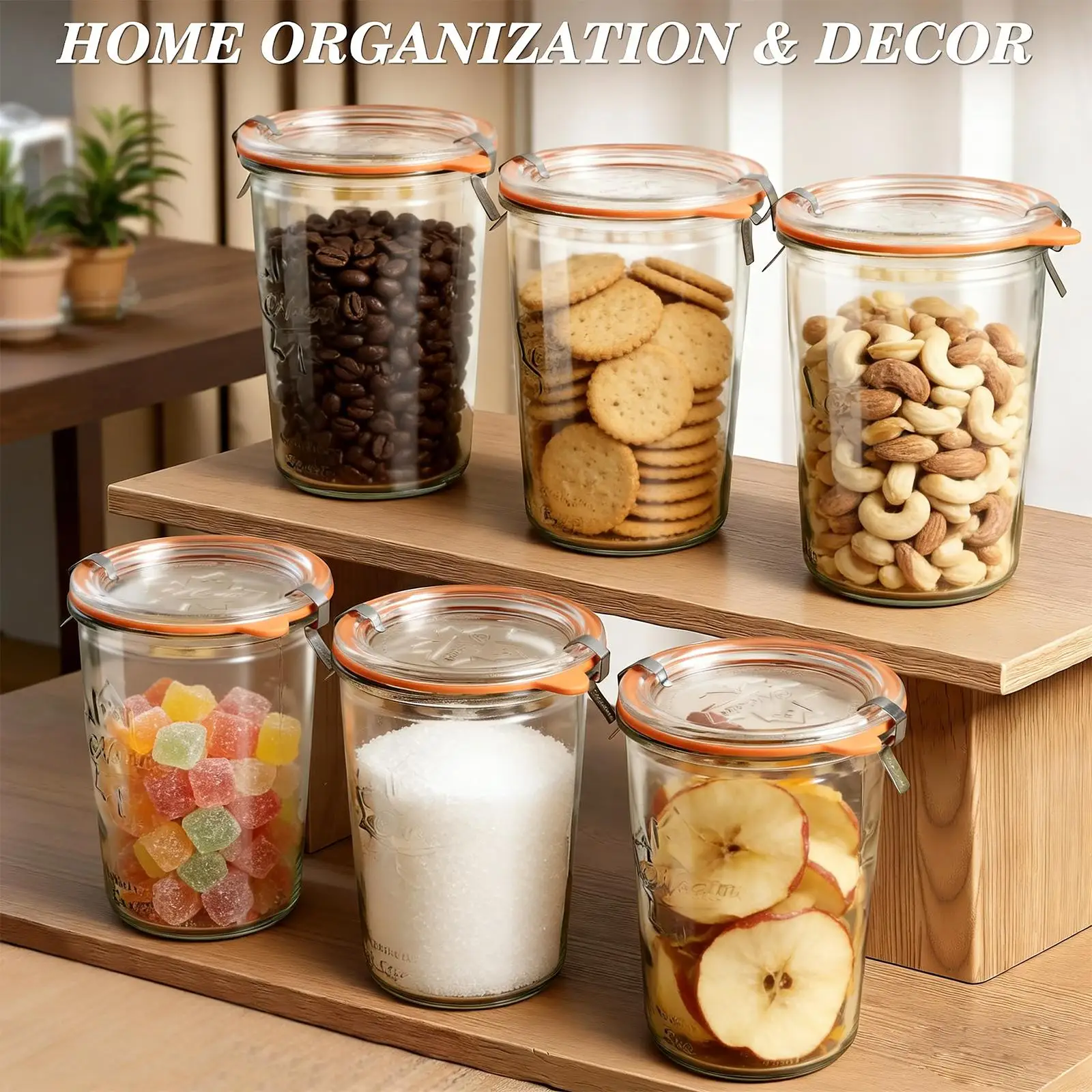 27oz 800ml Wide Mouth Glass Canning Jars with Airtight Lids Leakproof BPA Free Food Storage Containers Measurement Marks Fermentation Jar for Sourdough Starter Pickling Kitchen Pantry Organization