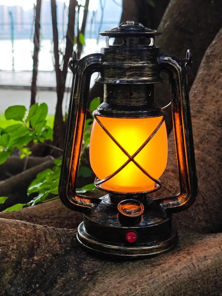 Retro Tragbare LED-Pferdelaterne, Wiederaufladbare Hängelampe für Camping, 3 Beleuchtungsmodi für Desktop, Bar, Restaurantdekoration – Detail 5