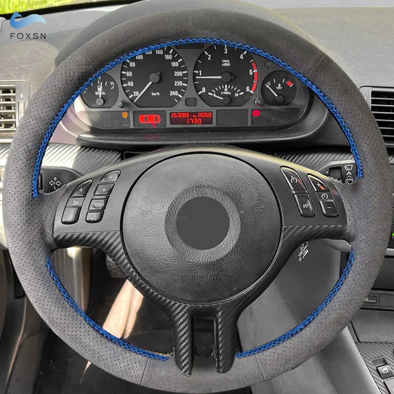 Car Interior Steering Wheel Suede Leather Cover Trim For BMW E46 2000-2004 E46 Coupe 2000-2006 E39 1999 X5 E53 Z3 E36 2000-2002