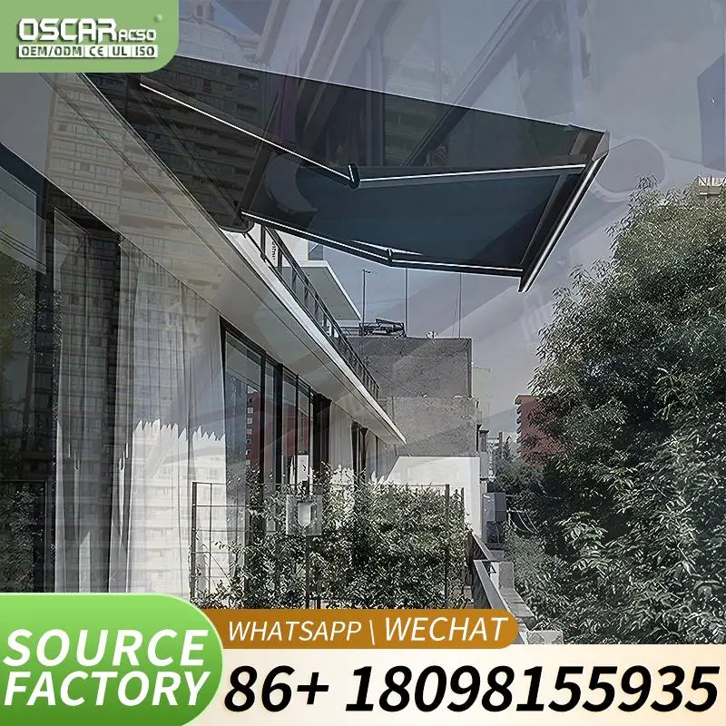 Motorized LED Light Outdoor Retractable Roof Aluminum Pergola Awning for Backyard Patio Garden Retractable Awning