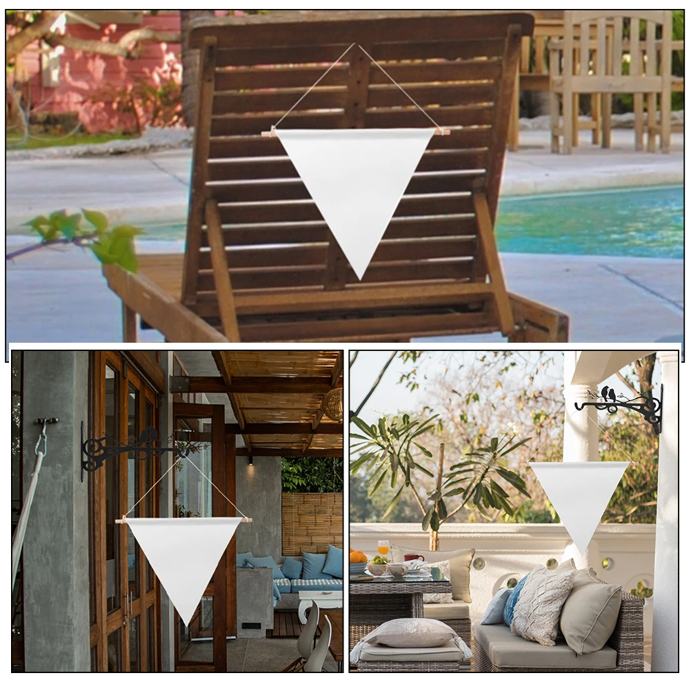 

6pcs Blank Triangle Flags Canvas Bunting Diy Garden Yard Camping Decor Flags Water Resistant For Party Holiday Festival