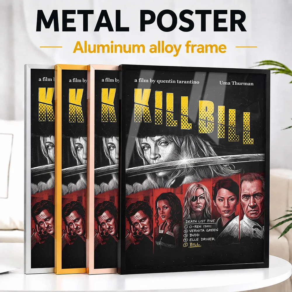 Kill Bill Movie Framed Aluminum Metal Poster Customized Photo High Contrast Style Wall Art For Living Room Ideal Birthday Gift