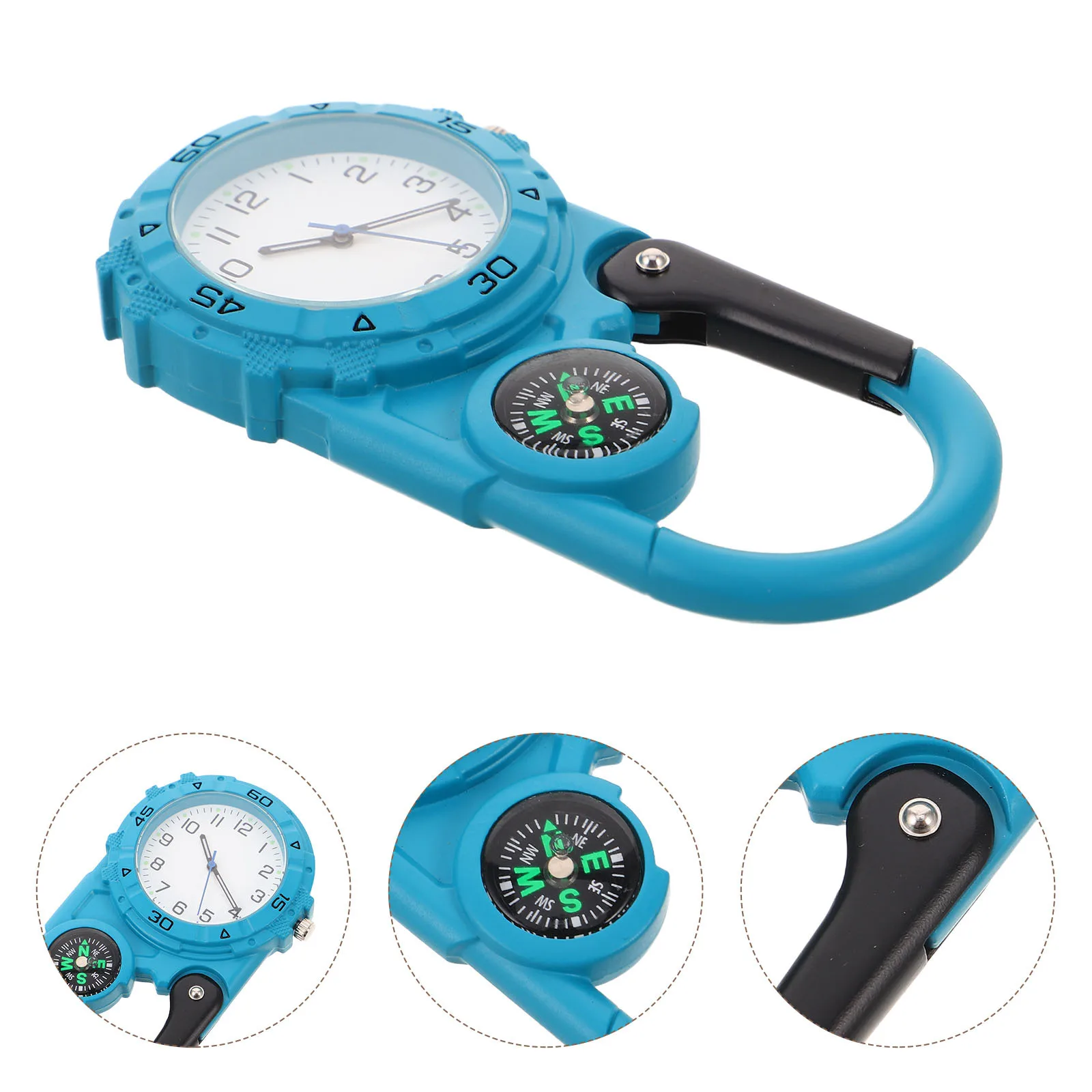 

Outdoor Compass Watch Sky-Blue Metal Carabiner Clip-On Quartz Navigation Tool For Hiking Camping Backpacking Survival Gear