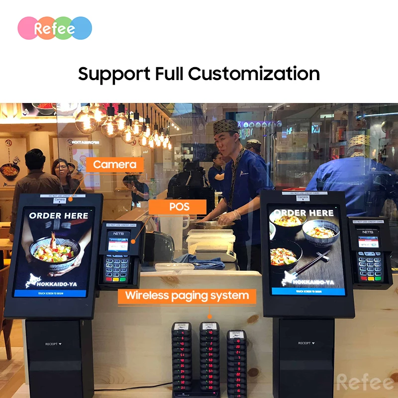 LCD Touch Screen QR Scanner/NFC Reader Ordering Printing Self Service Payment Kiosk with POS machine