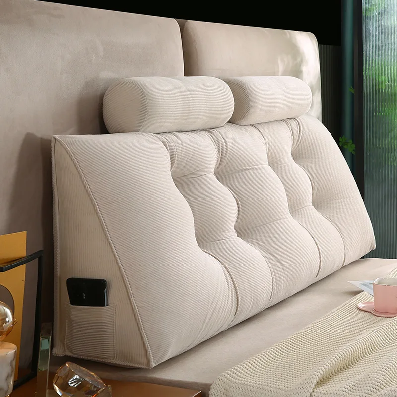Customizable Corduroy Headboard Pillow Triangle Cushion Backrest Pain Relief Sofa Waist Cushion Wedge Sleeping Pillows for Bed D