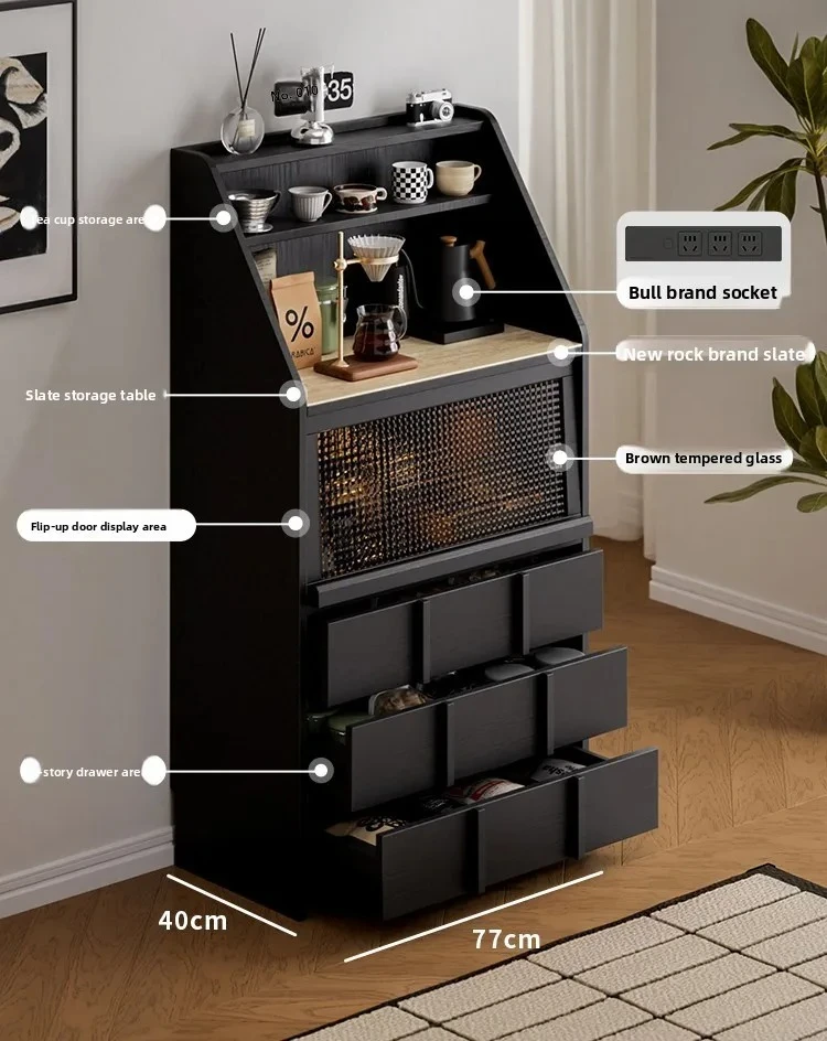 

Customizable retro solid wood dining side cabinet tea coffee cabinet display living room storage floor cabinet