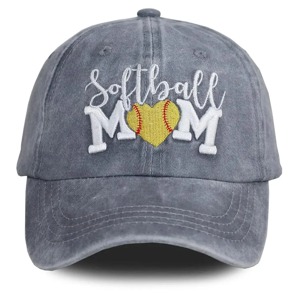 

Женская бейсболка с эффектом потертости, регулируемая, с вышивкой, для любительниц софтбола, солнцезащитная.