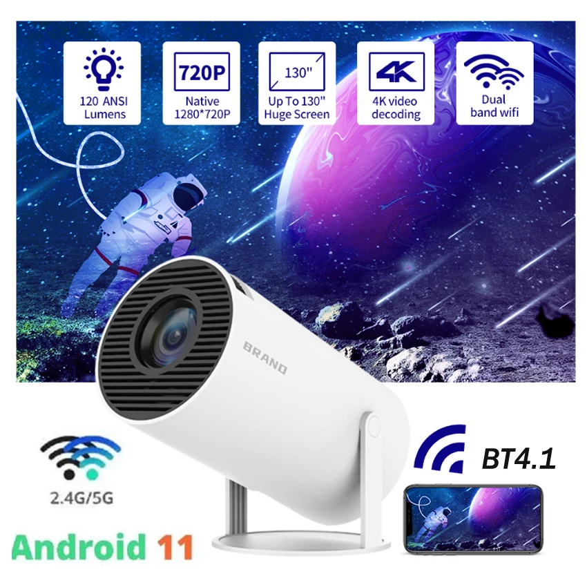 

HY300 Portable Mini LED Intelligent 4K Projector Android 11.0 5G Home Theater 720P Suitable for Outdoor 1080P HDMI Free Delivery