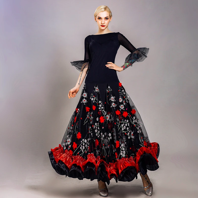 تنورة الرقص الحديثة قاعة الرقص المنافسة الملابس الوطنية القياسية ممارسة الملابس ملابس الرقص المربعة الجديدة