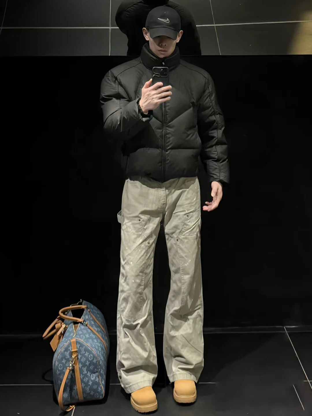 

Мужские рабочие брюки-клеш с эффектом брызг чернил, весенне-осенние, американского стиля, большие размеры, с высокой талией, стритстайл