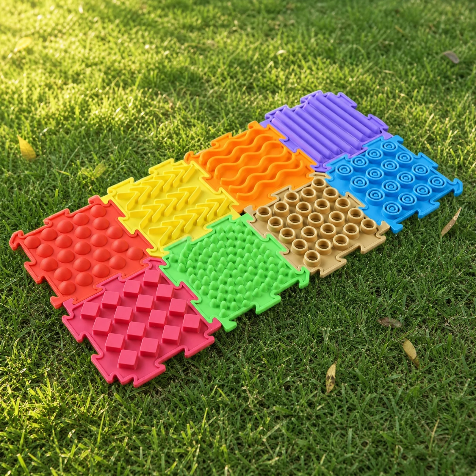 8 Pieces Silicone Sensory Balance Tile Flexible Interlocking Sensory Tile with Raised Tactile Surface Non-Absorbent Quick-Drying