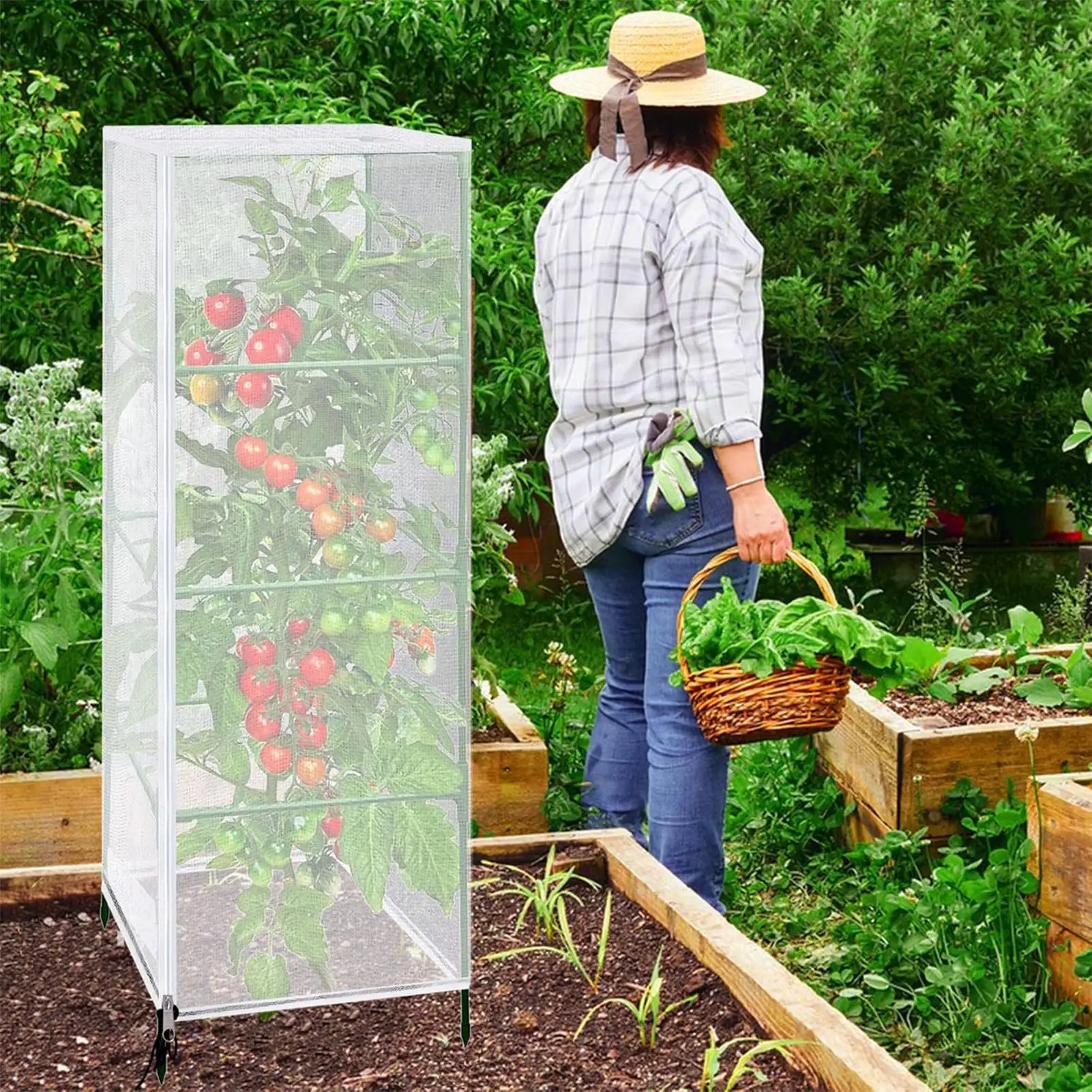 

Plant Netting Cover 59x17.7inch Fine Mesh Square Animals Barrier Tomato Cage Plants Bird Barrier For Fruits Vegetables Flowers