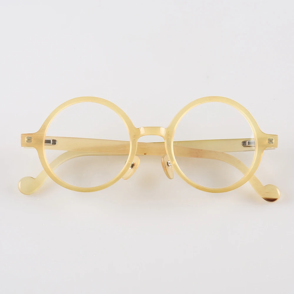 

Eyeglass Frames Unique Vintage Round Handmade Honey Horn Prescription Man's Glasses Frames Classic Optical Reading Eyeglasses