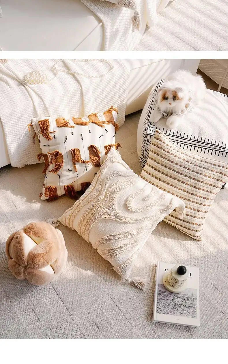 Niedliche Kürbis-Plüschkissenbezüge mit Pompons, weicher Samt-Chenille, dekorative Kissenhüllen für Sofa, Bett, Heimdekoration – Detail 17