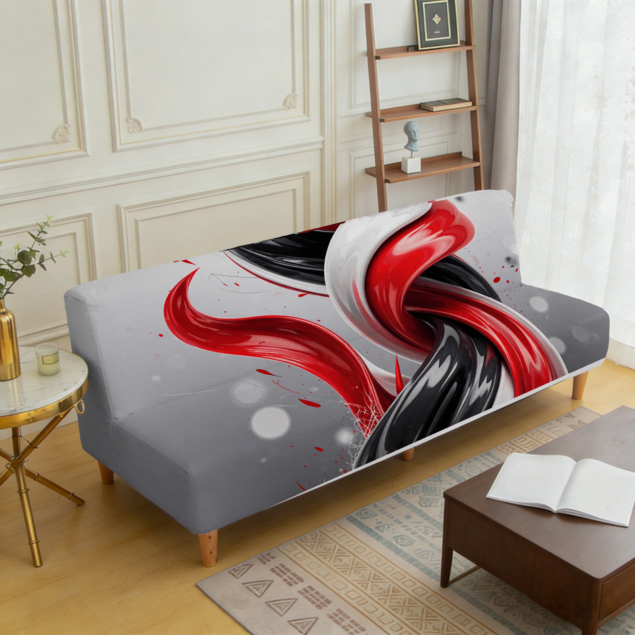 Interwoven fluid printing elastic sofa bed cover, living room sofa bed cover, dustproof machine washable sofa bed cover 4