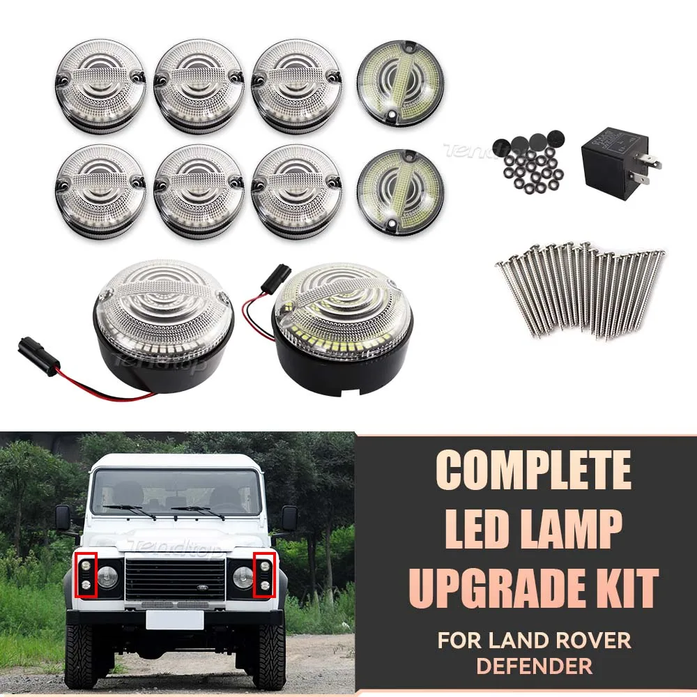 10pcs Rear Fog Upgrade Kit LED Brake Lamp Position Side Marker Lamp Modified Light Kit For Land Rover Defender 1990-16 90/110