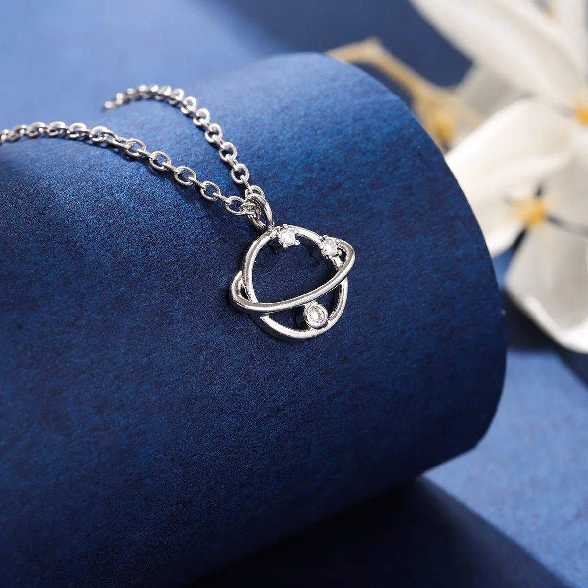 New Fashion Cosmic Planet 925 Sterling Silver Jewelry Personality Crystal Round Popular Clavicle Chain Pendant Necklaces  XL219