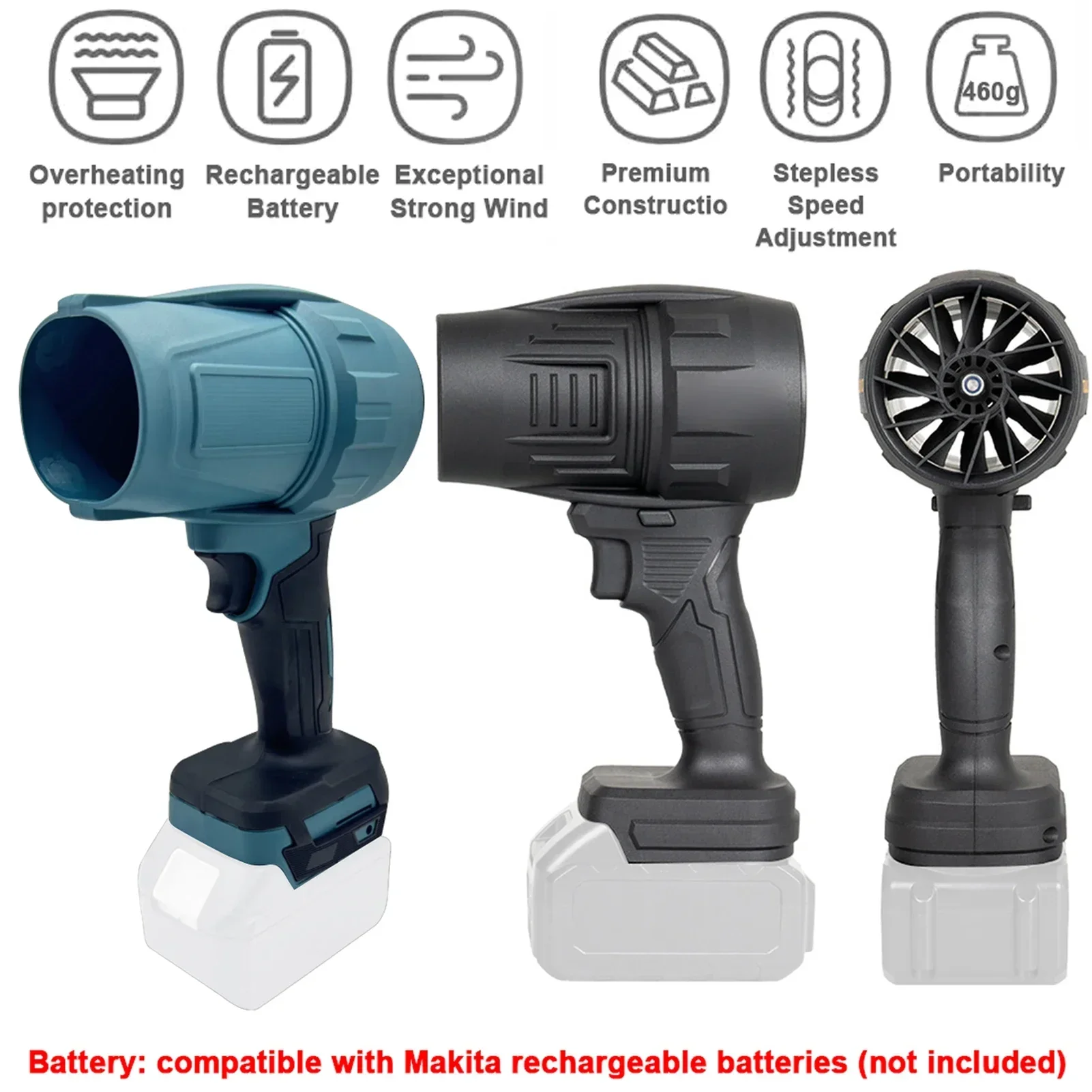 

1000W High Power Turbo Fan 500g Thrust Violent Fan Stepless Speed Turbofan Leaf Blower Handheld Mini Jet Fan for Makita Battery