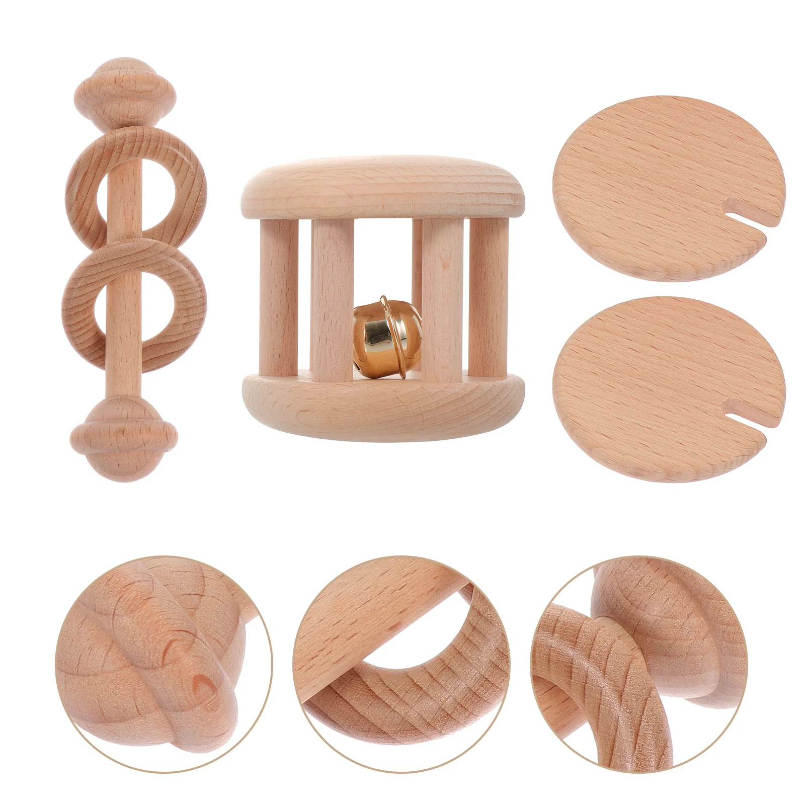 3 قطعة عضاضة مولي خشبية للأطفال آمنة استيعاب العض اللعب تخفيف أعراض التسنين تحسين محرك التنسيق بين اليدين #2