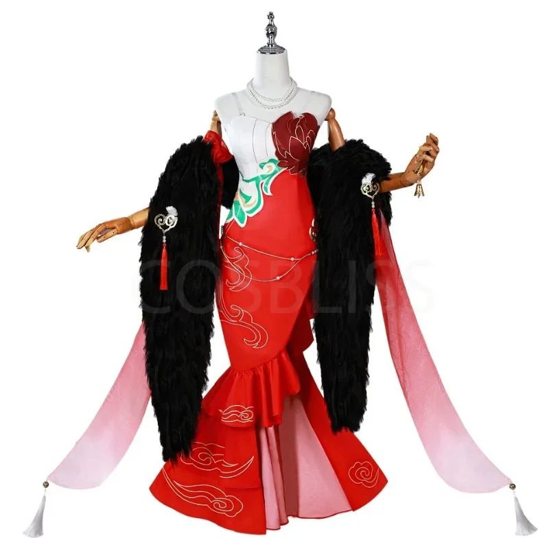 Honkai Star Rail Tingyun Aventurine Cosplay Costume Red Dress COS Outfits Uniform Full Set New Year Carnival Party Role Play