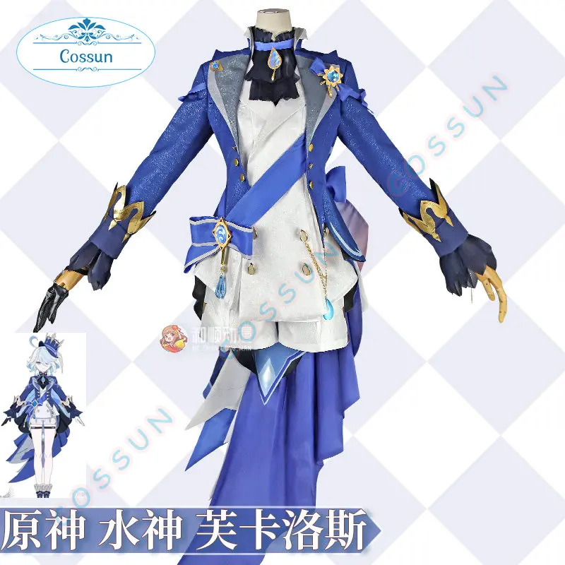 Game Genshin Impact Focalors Cosplay Costume Halloween Focalors Outfits Women Dress Role Play Outfit