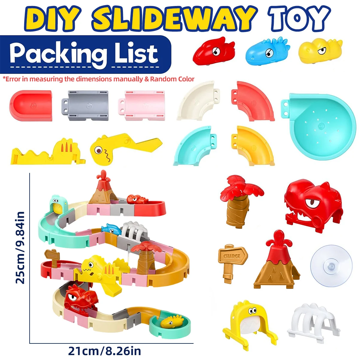 ของเล่นอาบน้ำ DIY สร้างรางน้ำสไลด์ไดโนเสาร์ของเล่นติดผนังอ่างอาบน้ำสำหรับเด็กสนุกเวลาอาบน้ำเด็กอ่างอาบน้ำฝักบัว