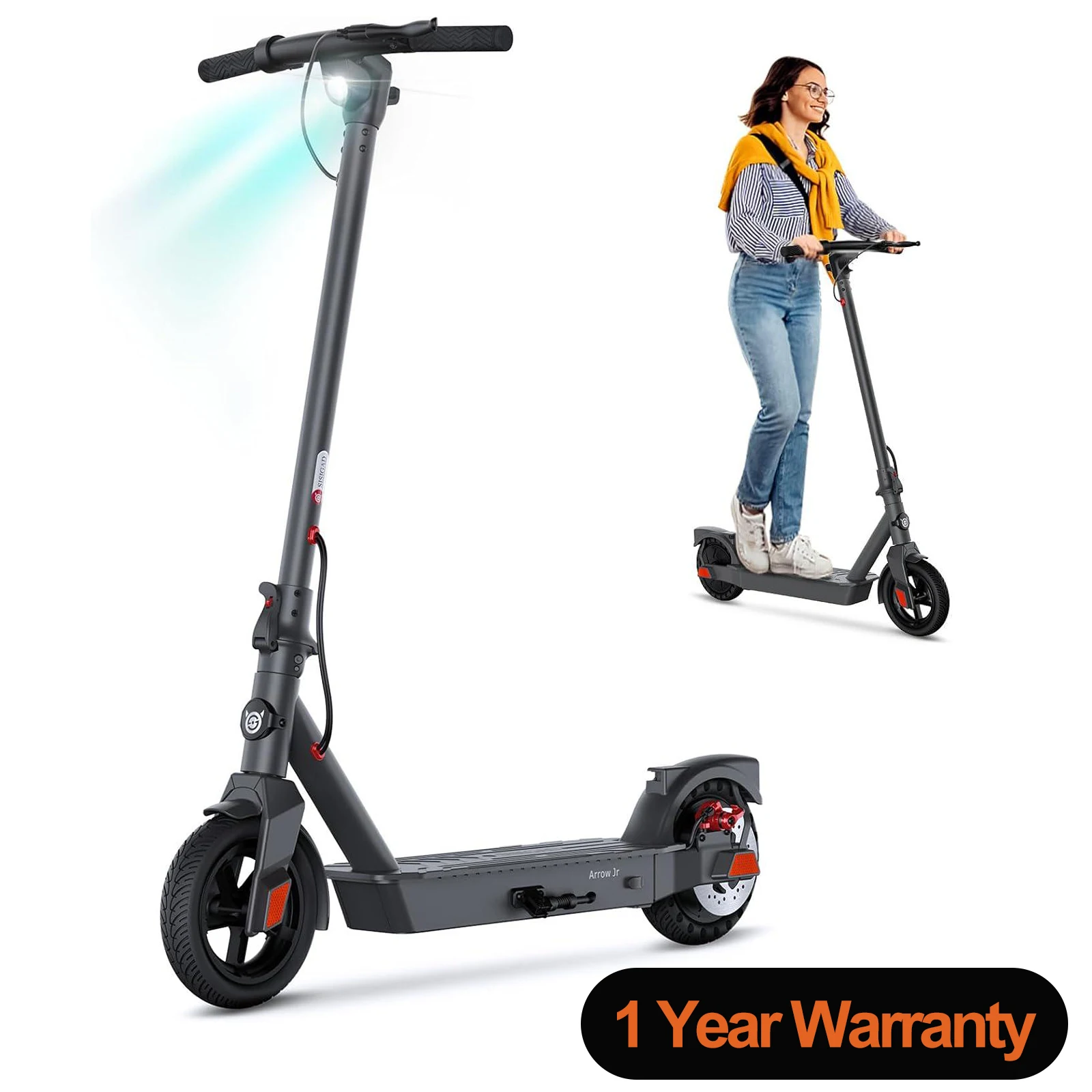 

SISIGAD B17 Electric Scooter: 500W motor, top speed 19MPH, range 15 miles, 8.5"" tires, folding design, double braking system.