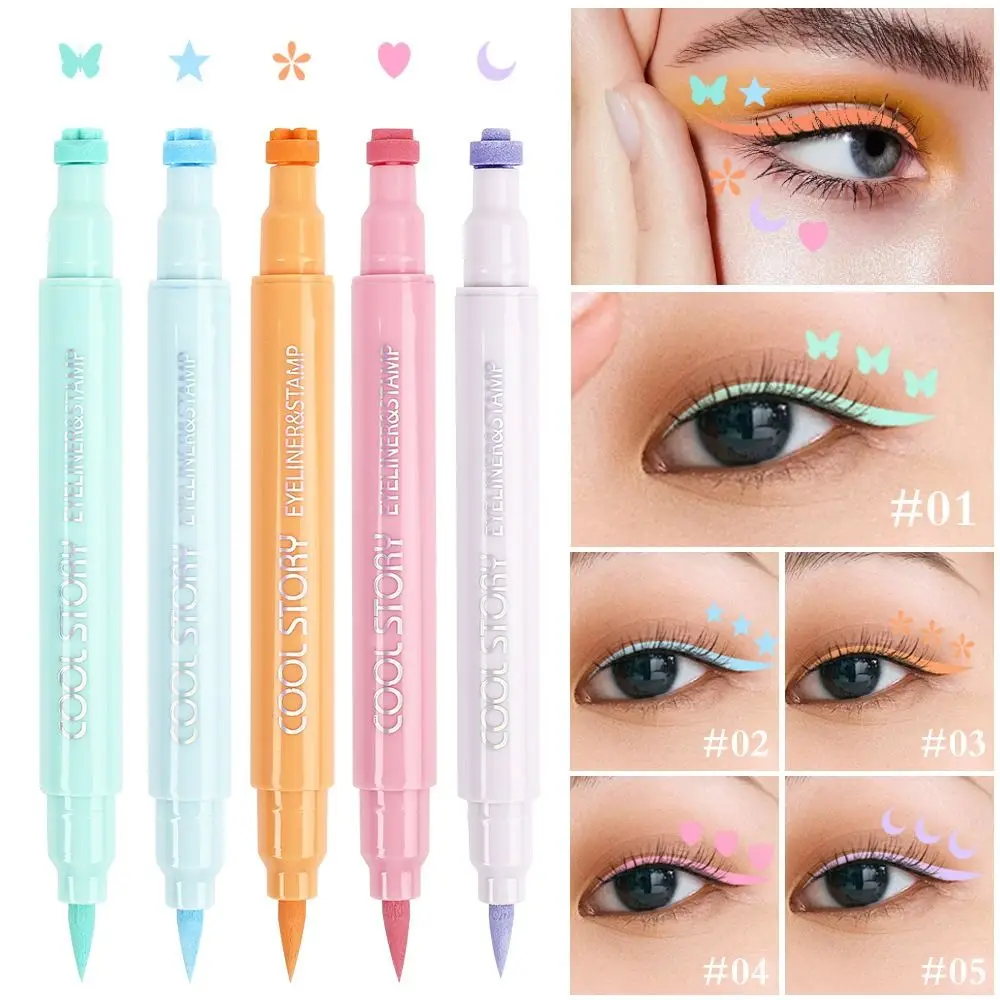Water Resistant Double Head Colorful Stamp Eyeliner Long Lasting Highly Pigmented Waterproof Liquid Eyeliner Easy to Clean