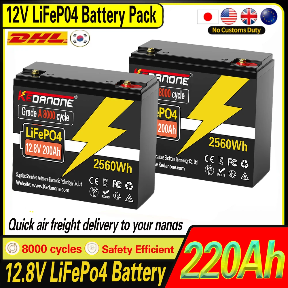 

Grade A 8000 cycle 220Ah Lifepo4 Battery 3.2V Lithium iron phosphate Rechargeable Cell For DIY 12.8V RV Solar Camping EU Stock