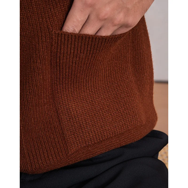 2026 신상 가을 겨울 남성용 포켓 스탠드 칼라 가디건 스웨터 재킷