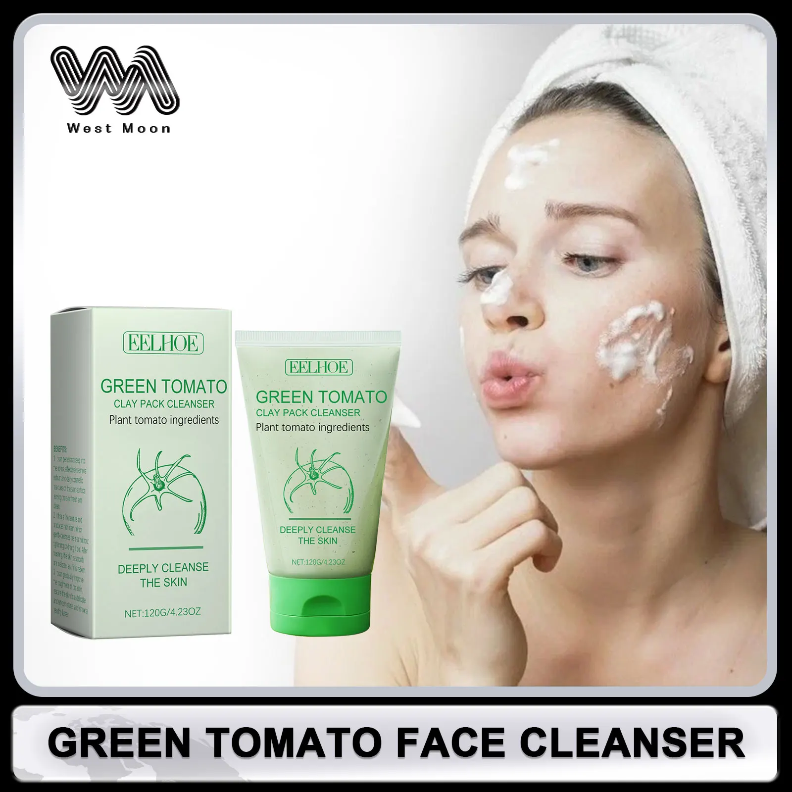 Green Tomato Facial Cleanser Cleansing Reduce Clogged Pore Oil Control Face Wash Acne Remove Blackhead Brightening Face Cleanser