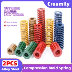 Creamily 2Pcs/Lot Mould Spring 18x9xL Spiral Stamping Compression Springs OD18mm ID9mm L20-100mm Yellow/Blue/Red/Green/Brown