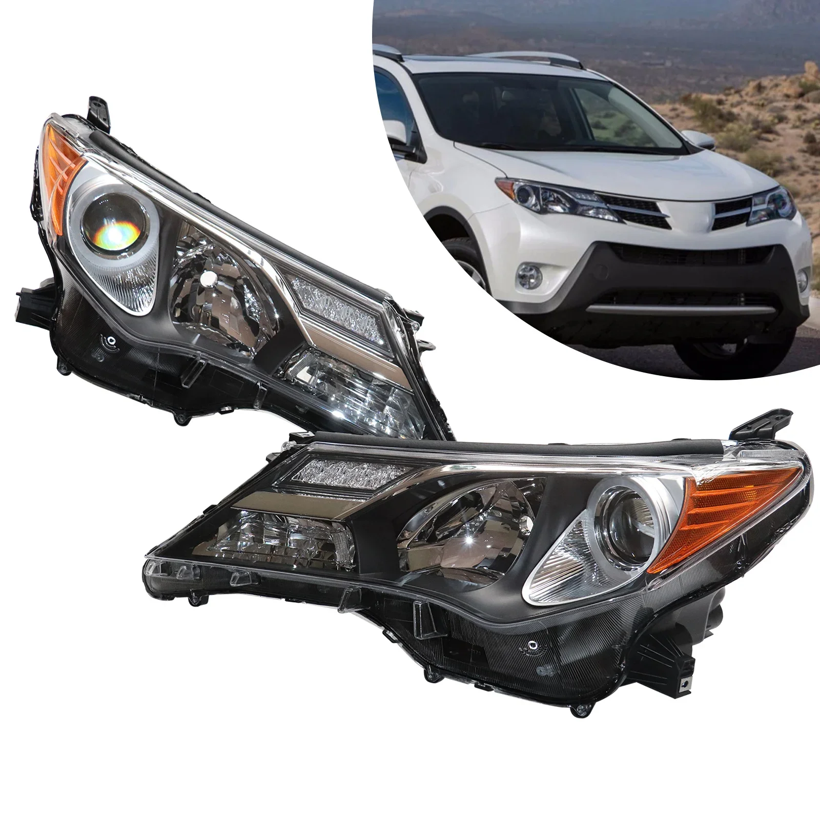 

Fits 2013-2015 Toyota RAV4 RAV-4 Headlights Assembly Passenger Right Side Headlamp RH