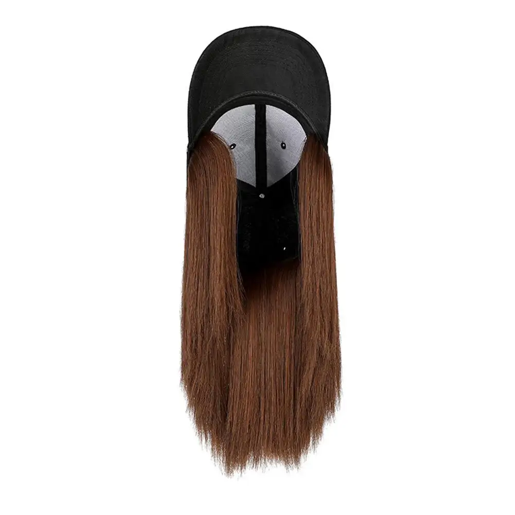 Gorra de peluca integrada, pelo corto y liso, peluca femenina con clavícula, adecuada para el uso diario, sombrero negro