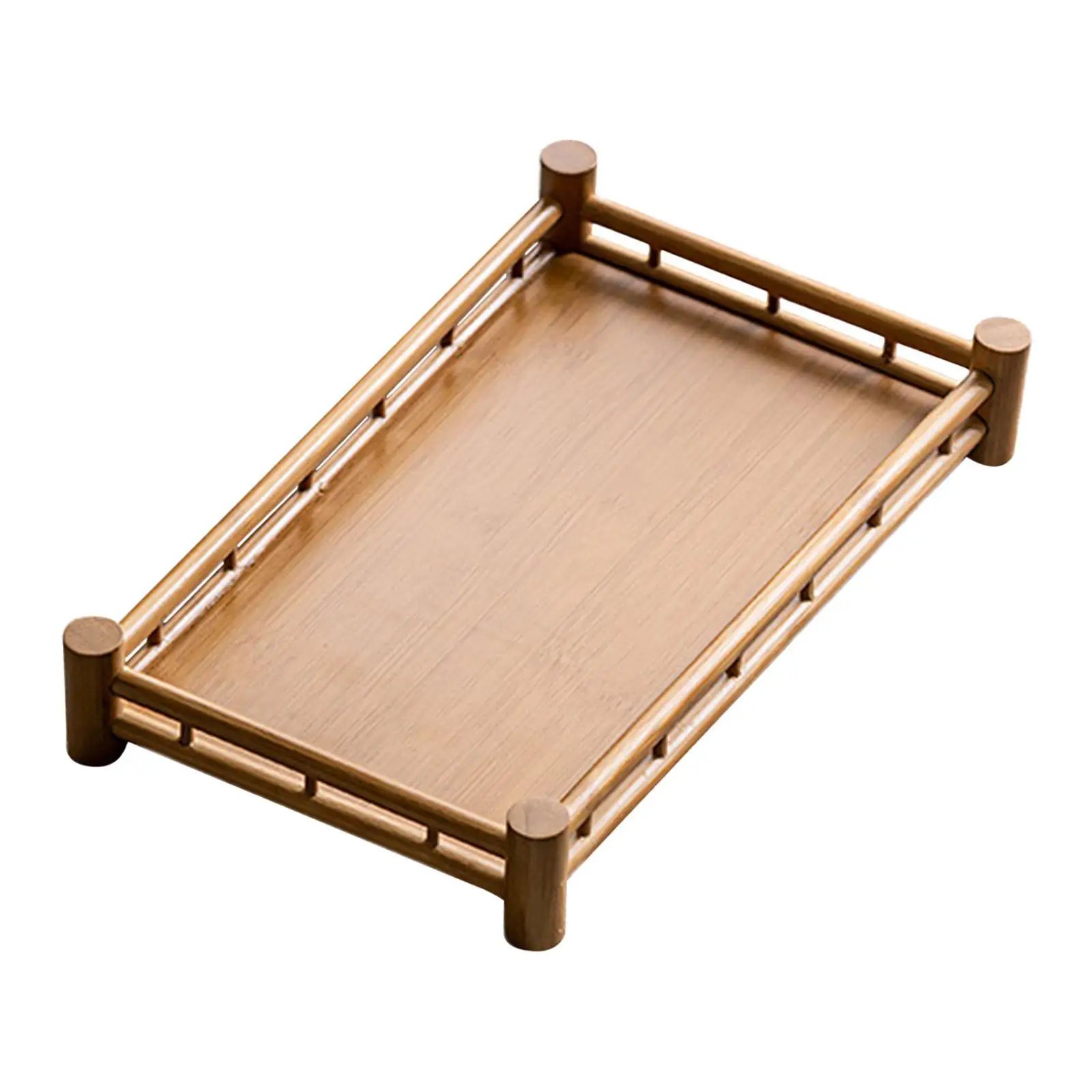 Plateau de service à thé, plateau de rangement, plateau de service en bois, plateau en bambou pour le thé, pour restaurants, collations, salon, déjeuner, décoration de la maison