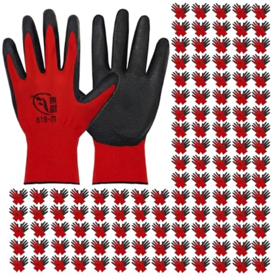 WHEATHUSK 120 Pairs Gardening Work Gloves Bulk for Men Women, Breathable Nitrile Rubber Coated Garden Gloves Dipped Gripping Ou
