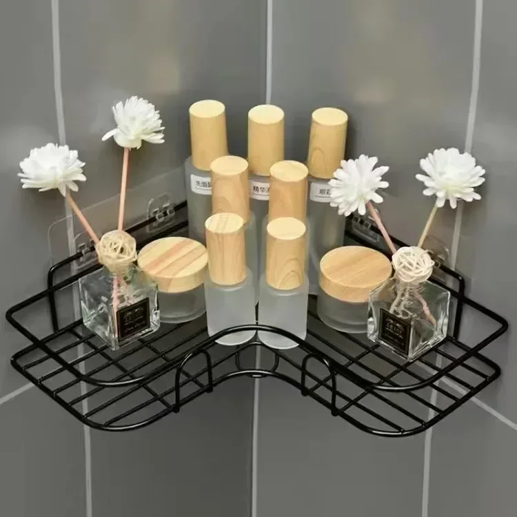 

Wall Mounted Corner Storage Shelves, Shampoo Holder, Cosmetic Rack, Iron Shower Drain Basket, Bathroom Organizer