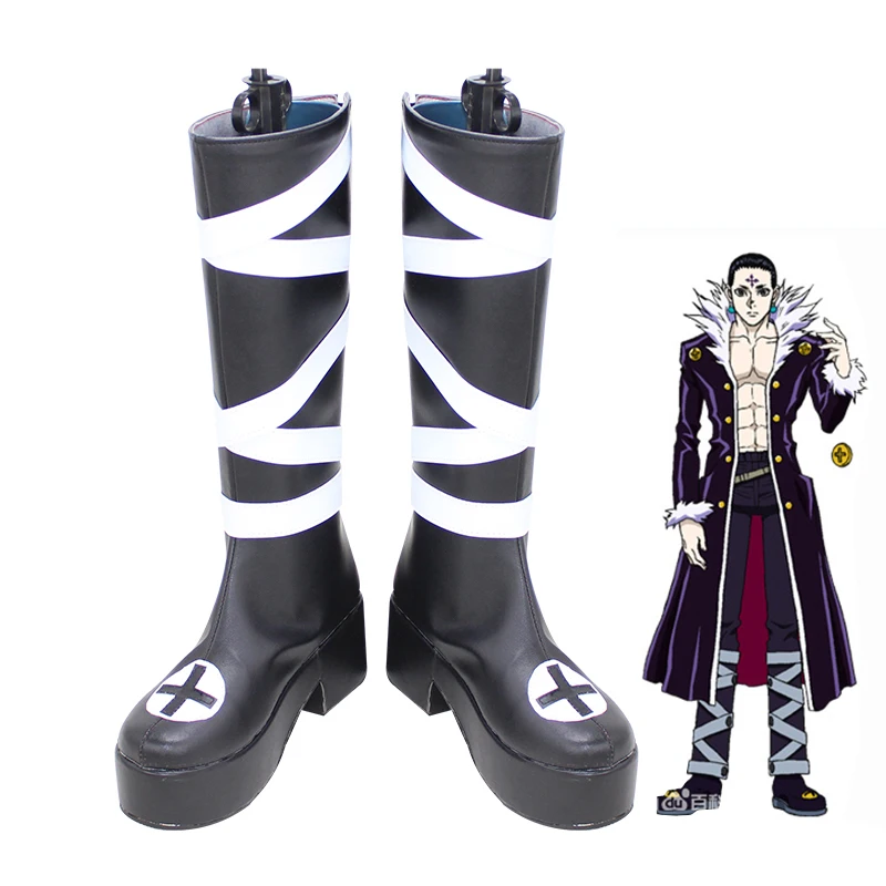 

Hunter X Hunter Chrollo Lucilfer Cosplay Boots Shoes Kulolo lushilufelu Anime Custom-made Shoes Halloween Carnival Party Props
