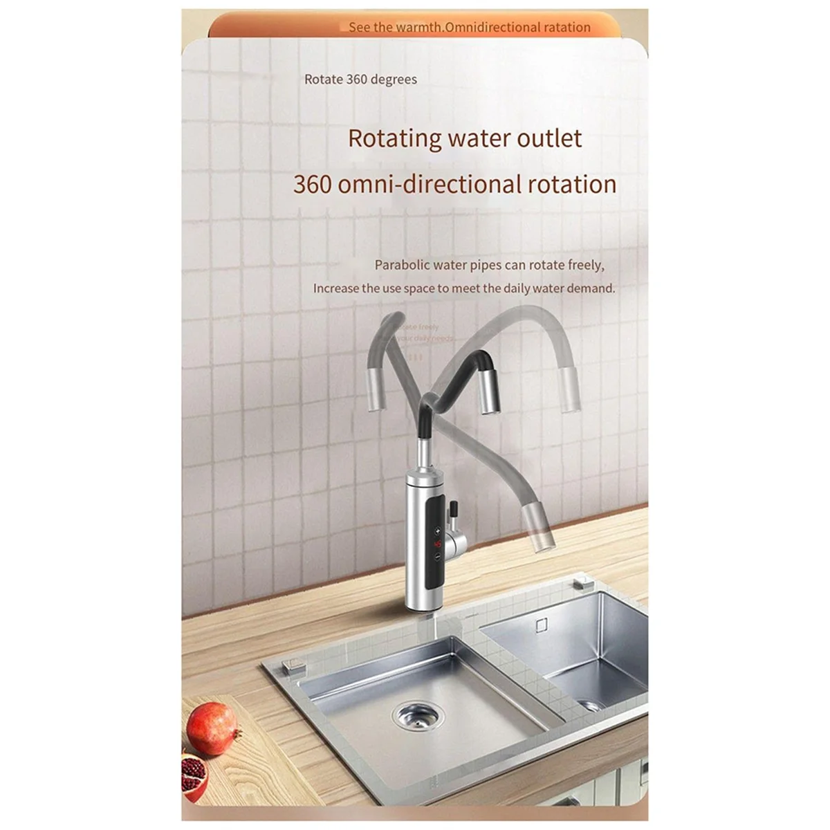 Instant Water Faucet Electric Hot Water Heater Faucet,LCD Digital Kitchen Instant Heating Faucet US Plug B