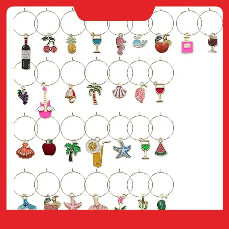 30PCS Drink Identifiers Wine Glass Charms For Stem Glasses Glass Markers Beach Themed Party Supplies Tags