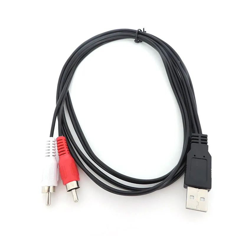 1.5M USB A 2.0 Male To 2 Rca Male AV plug converter connector adapter Cable wire PC for TV AUX Audio Video Adapter P1