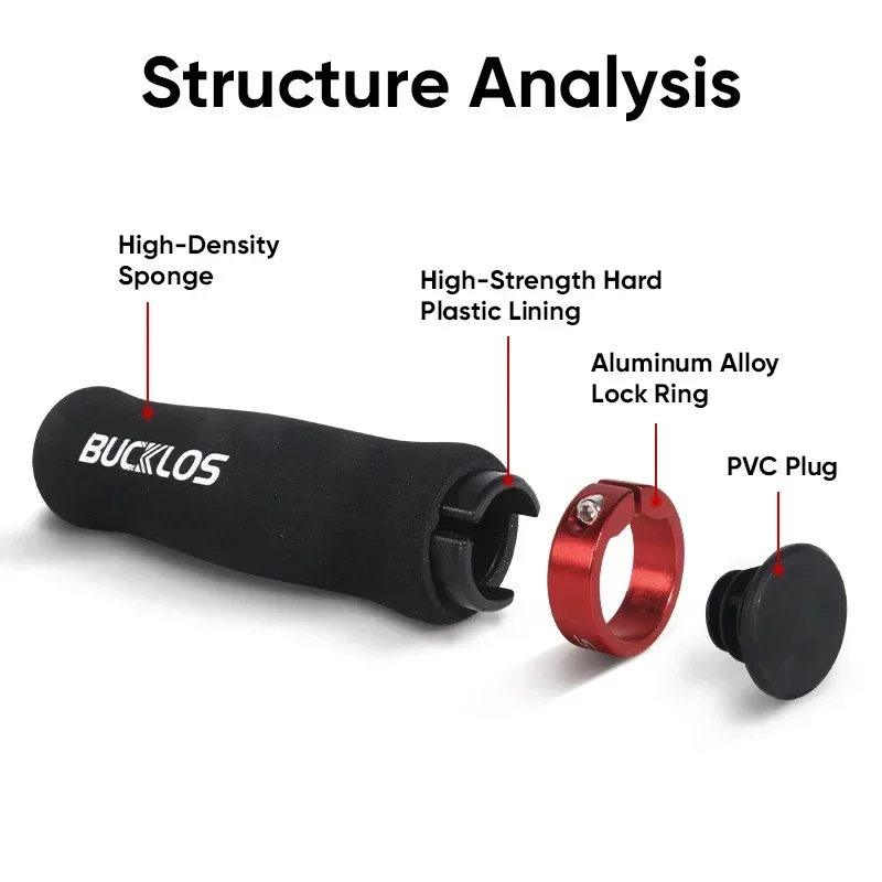 BUCKLOS Mtb Grip Soft Sponge Mountain Bike Grip Lock on Bicycle Handlebar Grips Non-slip Bicycle Handle Comfortable MTB Cuffs