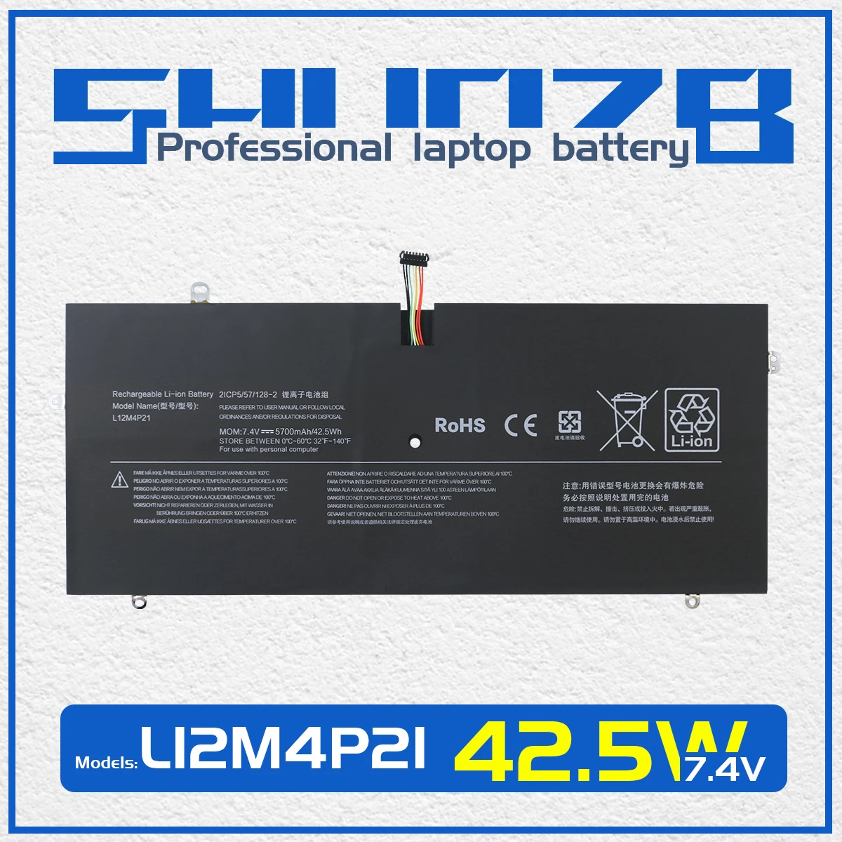 

SHUOZB L12M4P21 L13S4P21 Laptop Battery For Lenovo IdeaPad Yoga 2 Pro 13 Y50-70AS-ISE 20266 2ICP5/57/1282 2CP5/57/123-2 7.4V