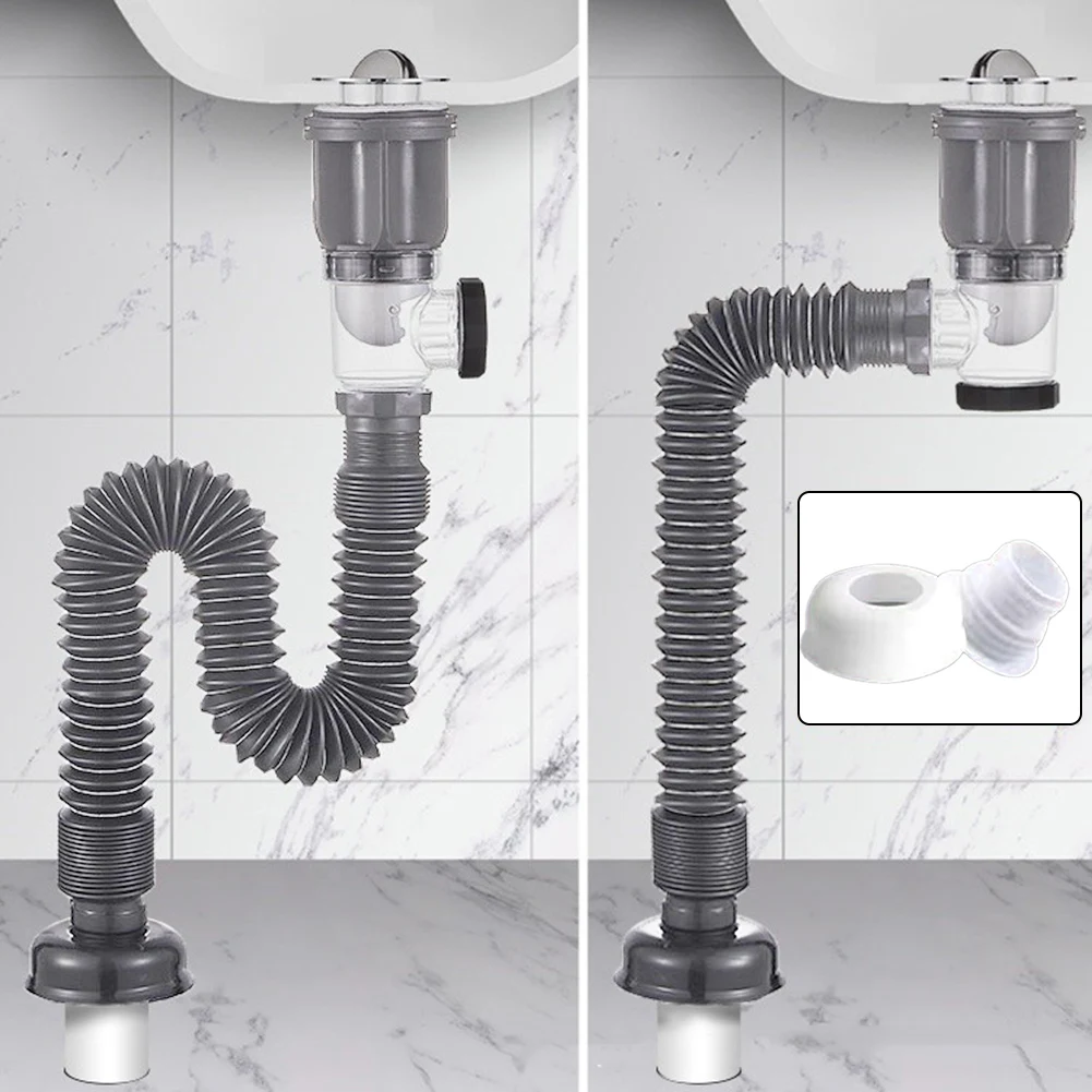 Bathroom Sink Drain Pipe Straight Side Discharge Horizontal Wall Drainage Pipes Smell-Proof & Easy Install Washbasins Parts